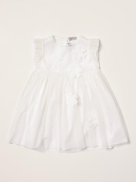 Il Gufo toddler clothing: Il Gufo dress in tulle with floral applications