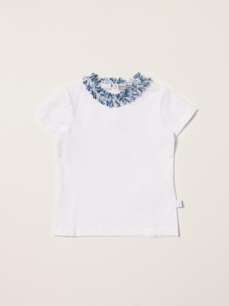 Il Gufo girls' clothes: Il Gufo T-shirt in cotton with fringed crew neck