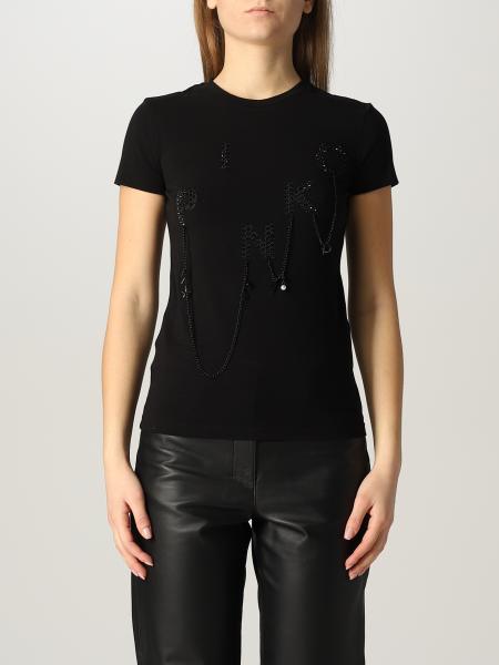 PINKO: cotton T-shirt with jewel application - Black | Pinko t-shirt ...