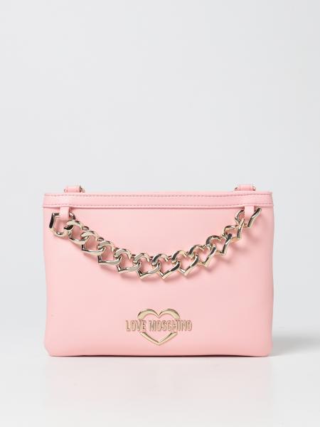 LOVE MOSCHINO: bag in synthetic leather with logo - Pink | Love ...