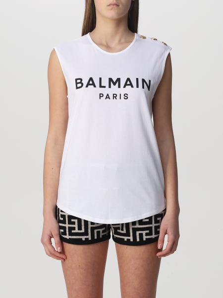 Balmain women: Balmain cotton tank top with logo