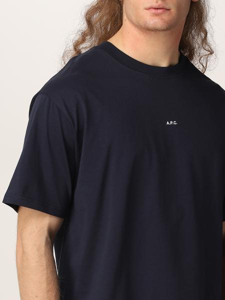 A.P.C.: cotton jersey T-shirt with mini logo - Blue | T-Shirt A.p.c. 