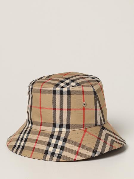 BURBERRY: bucket hat with check pattern - Beige | Burberry girls' hats  8041438 online on 
