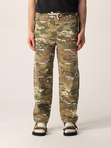 PLEASURES: pants with camouflage print and logo - Military | Pleasures ...