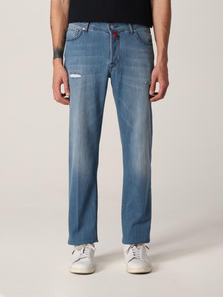 Kiton: Kiton jeans in washed ripped denim