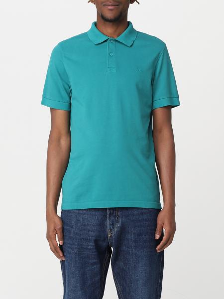 SUN 68: polo shirt for man - Emerald | Sun 68 polo shirt A32103 online ...