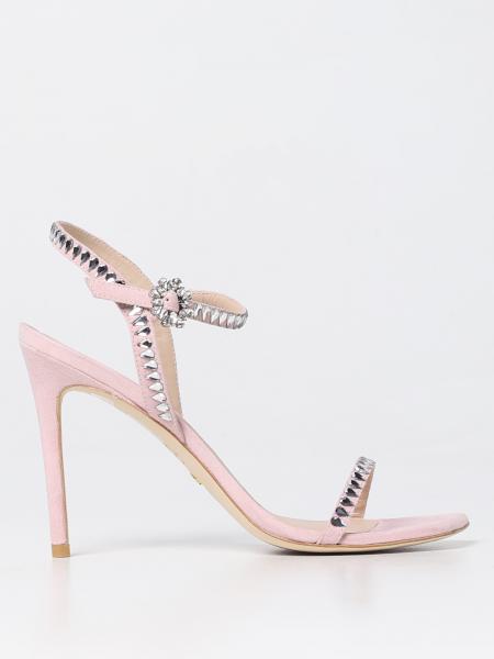 Sandalo Ballet Stuart Weitzman in suede con strass a goccia