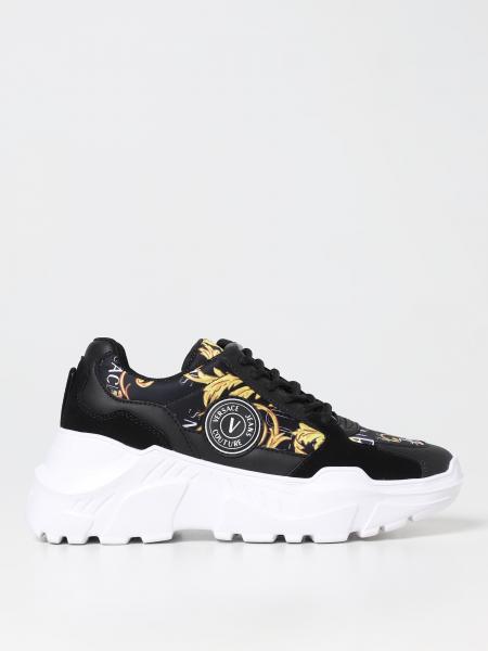 Versace Jeans Couture Outlet: sneakers in leather and nylon - Black ...
