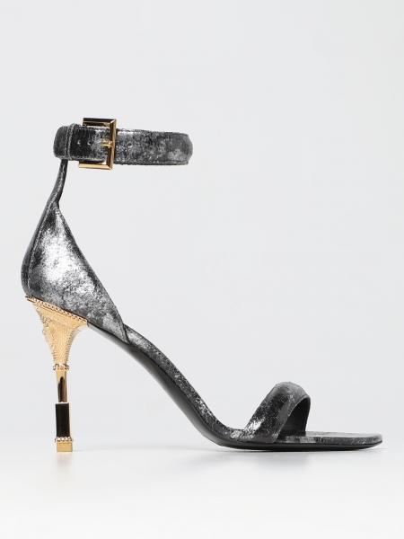 Balmain Moneta sandal in cracklé and laminated leather