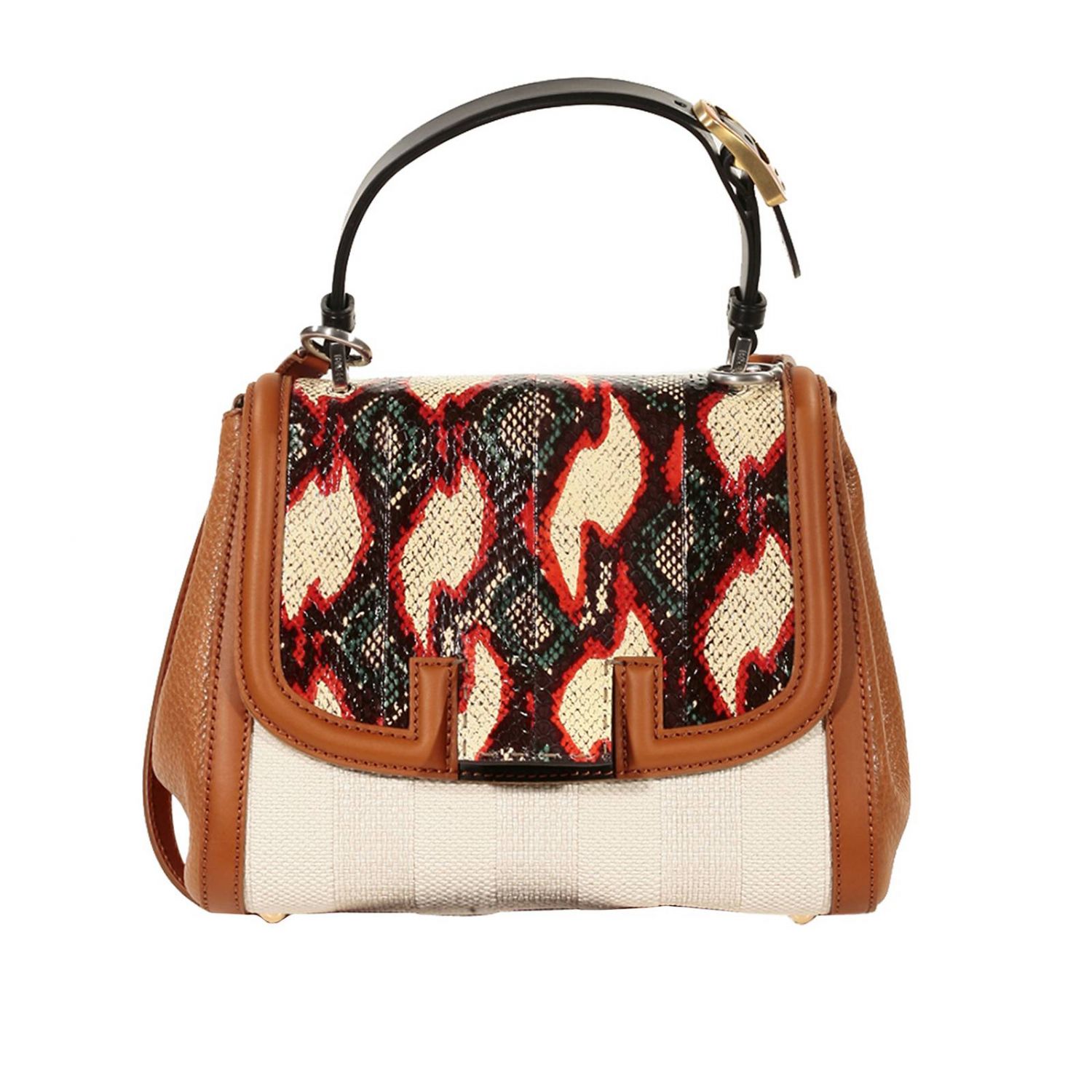 Fendi Outlet: SILVANA IN PELLE E PEQUIN ED ELAPHE - Beige | Borsa A Spalla  Fendi 8bn234 hwx GIGLIO.COM