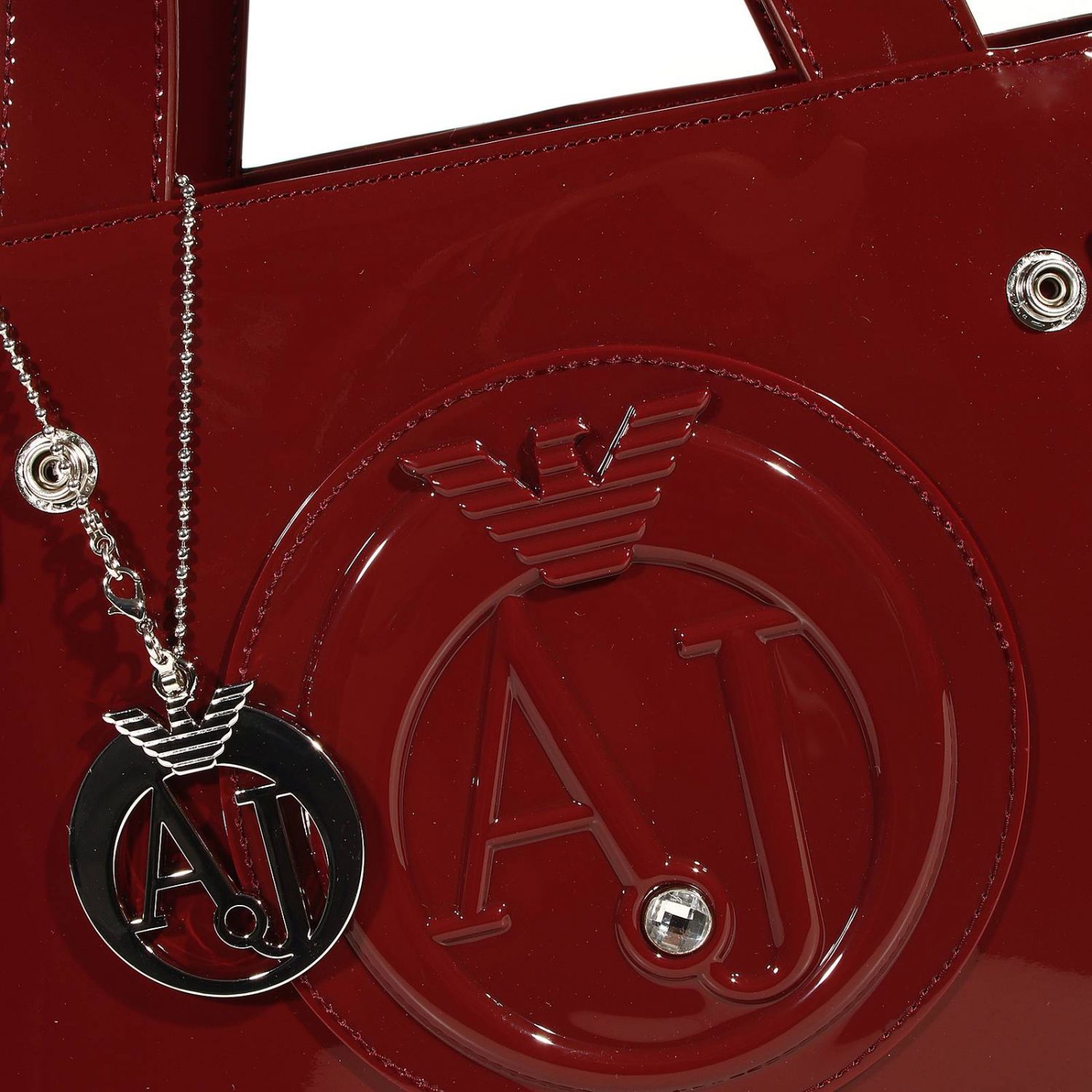 ARMANI JEANS: VERNICE SHOPPING CLASSICA MINI + STRASS 29X20X10 CM - Bordeaux  | Borsa A Spalla Armani Jeans 05235 55 GIGLIO.COM
