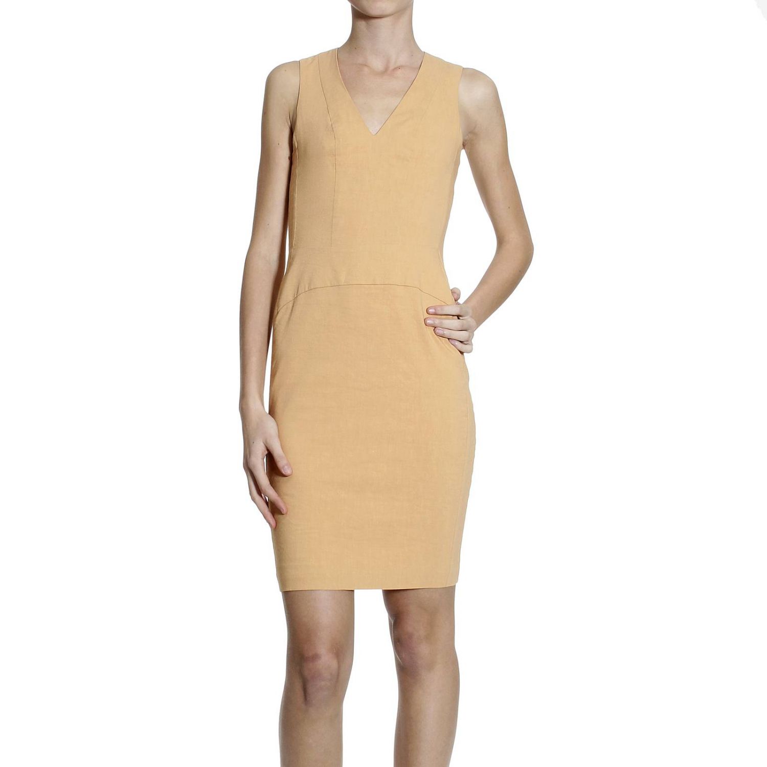 Emporio Armani Outlet: SENZA MANICHE V TUBINO LINO | Abito Emporio Armani  Donna Melone | Abito Emporio Armani N2A02T N2007 GIGLIO.COM