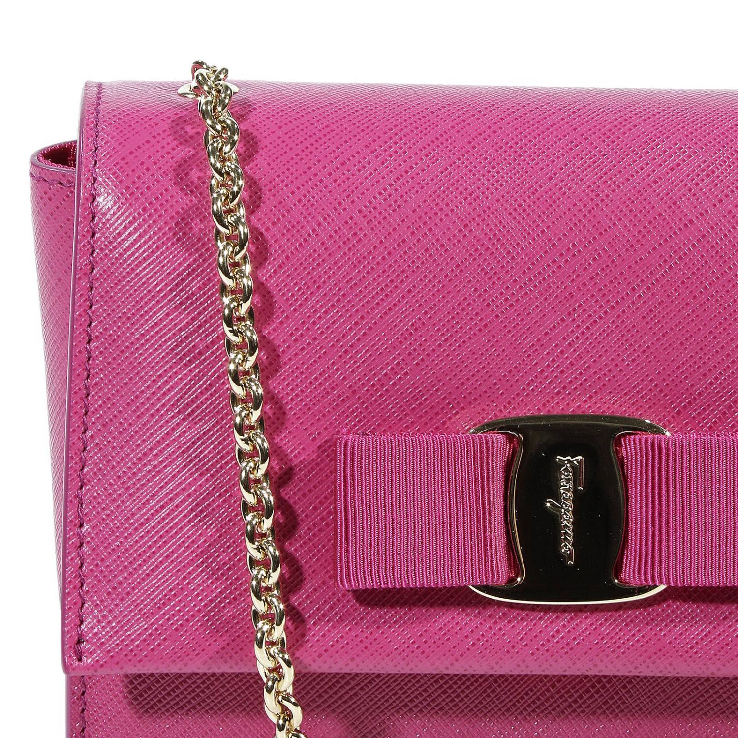 Salvatore Ferragamo Outlet: GINNY CROSSBODY SQUARE SAFFIANO - Fuchsia ...