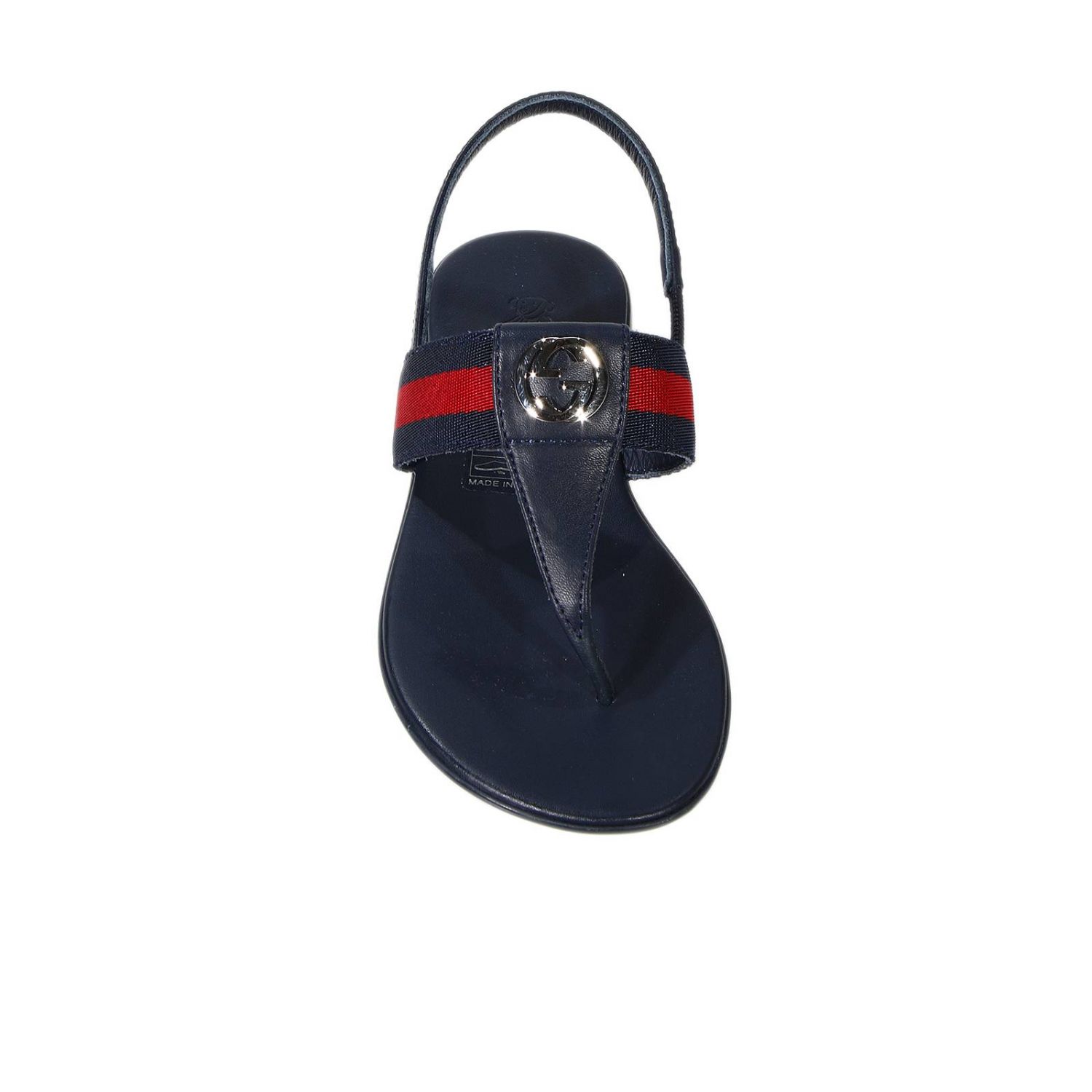 GUCCI: POPPY FLIP FLOPS LEATHER WEB | Shoes Gucci Kids Blue | Shoes ...