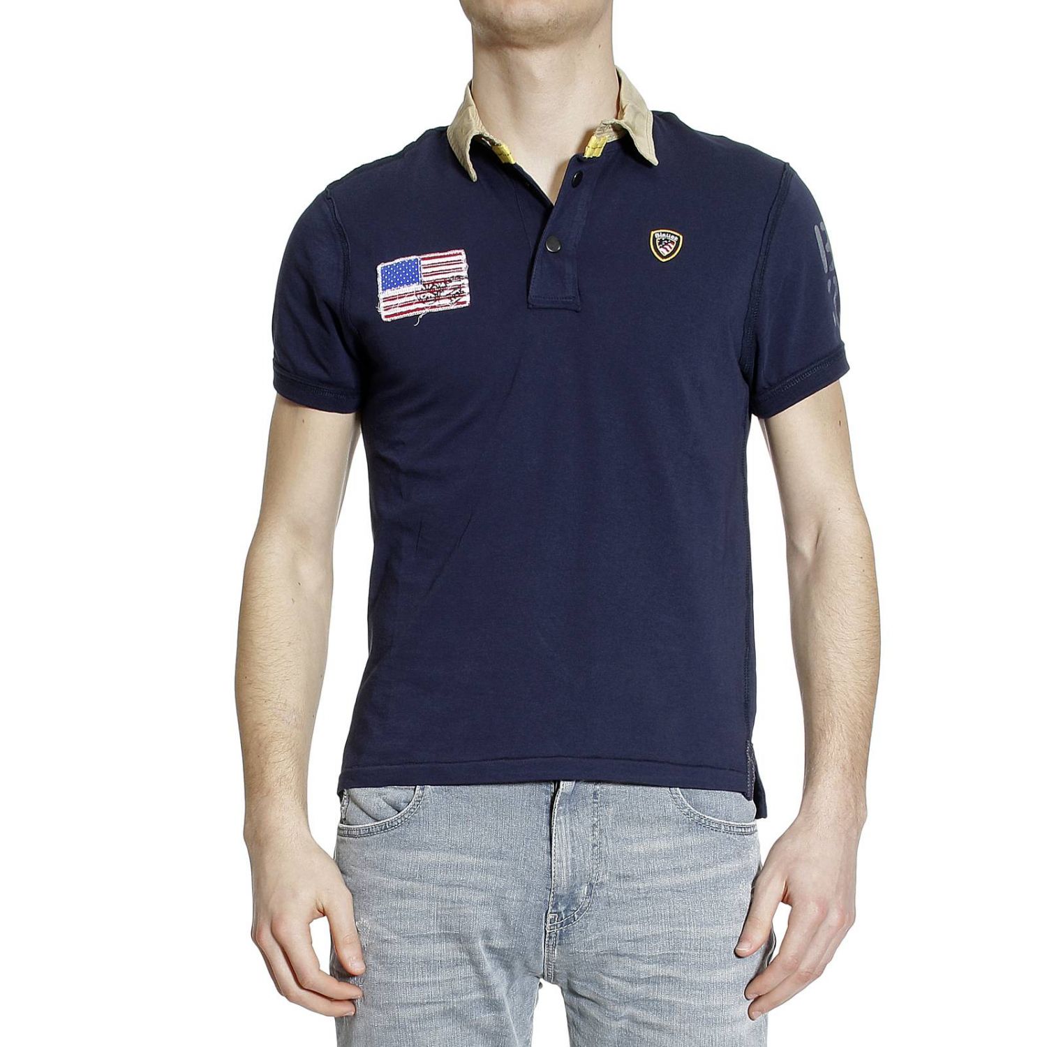 Blauer Outlet: POLO SHORT SLEEVE PIQUET WITH CONTRAST FLAG | T-Shirt ...