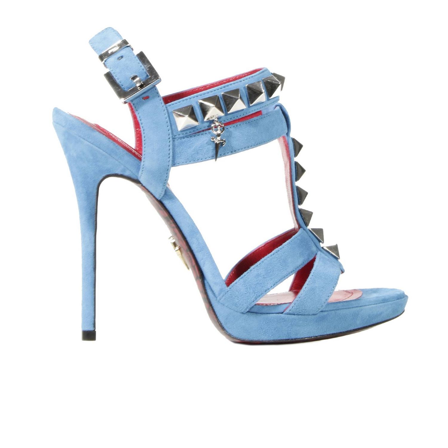 Paciotti Outlet: SANDAL T HEEL 10 2 SUEDE WITH STUDS - Gnawed Blue ...