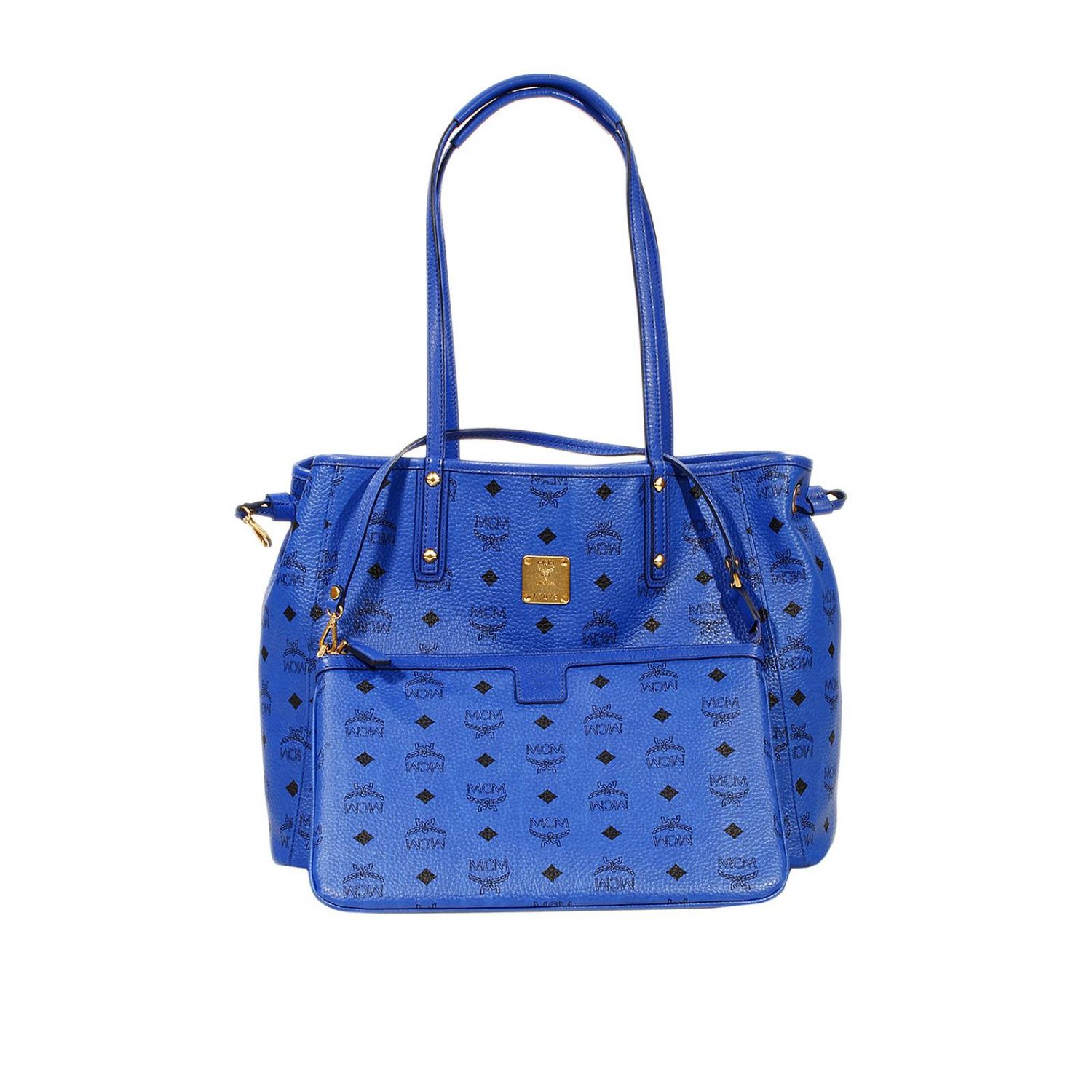 blue mcm tote bag