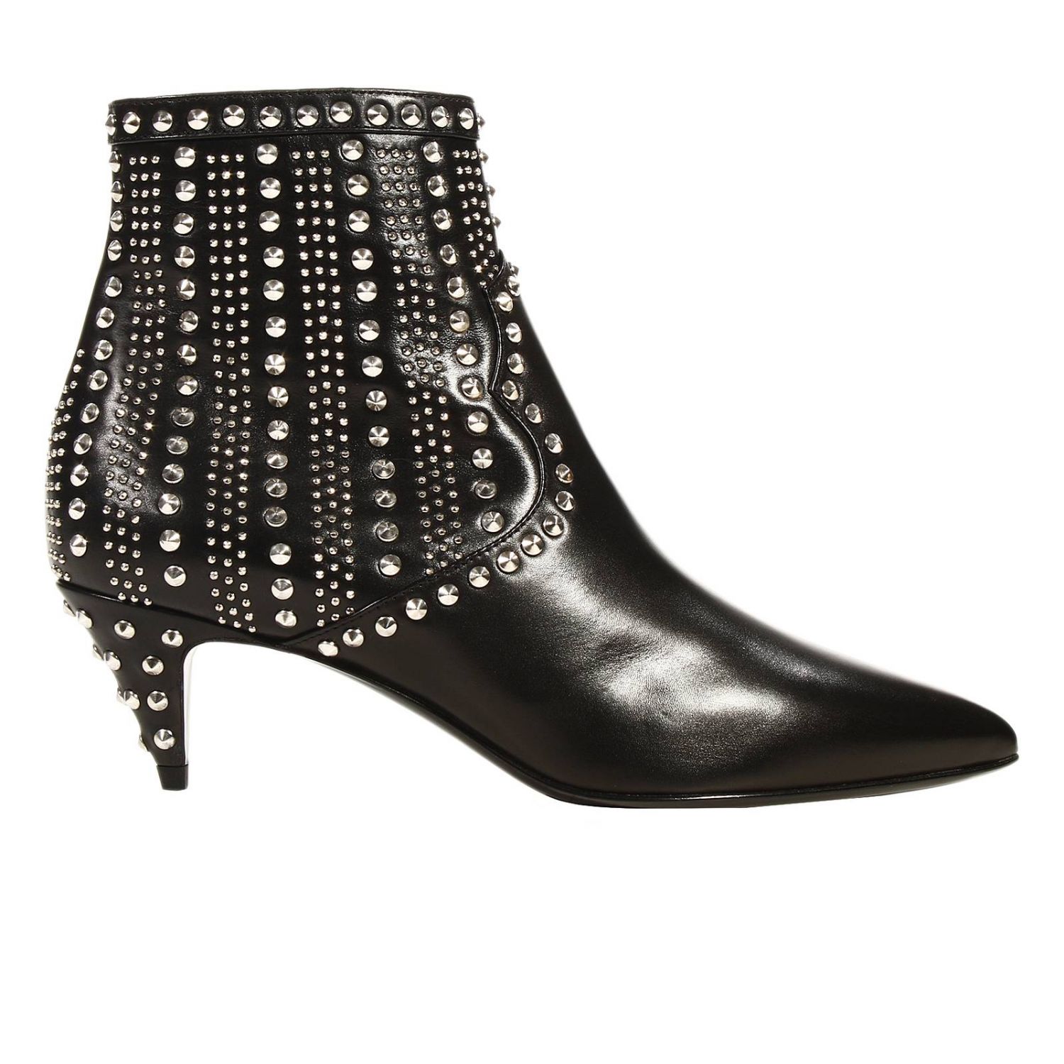 low heel studded ankle boots