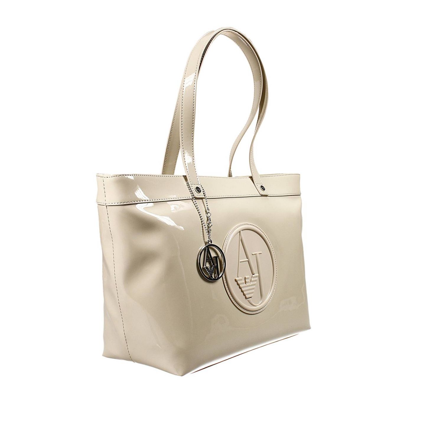 Borsa shopper beige in vernice donna - Stileo.it