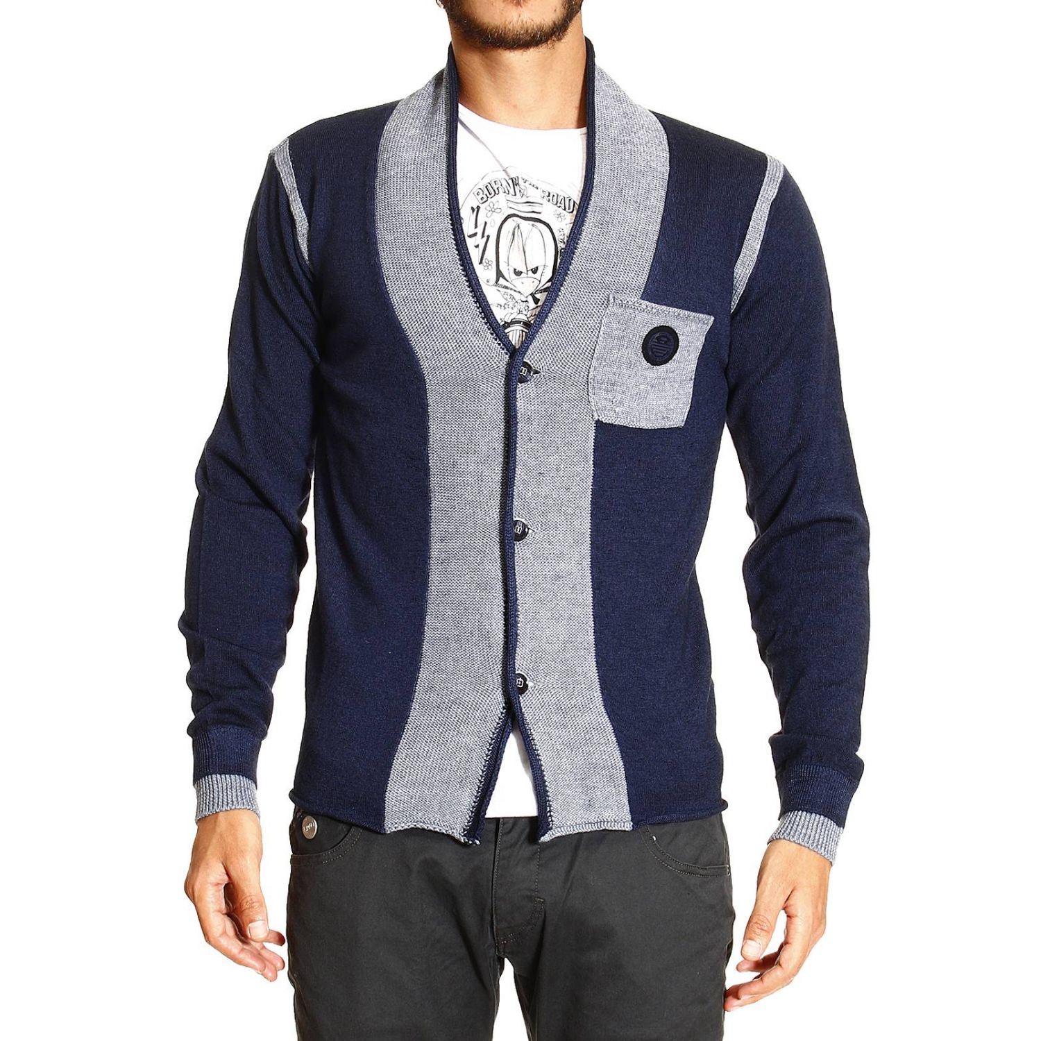 Armani Jeans Outlet: CARDIGAN WITH CONTRAST | Sweater Armani Jeans Men ...