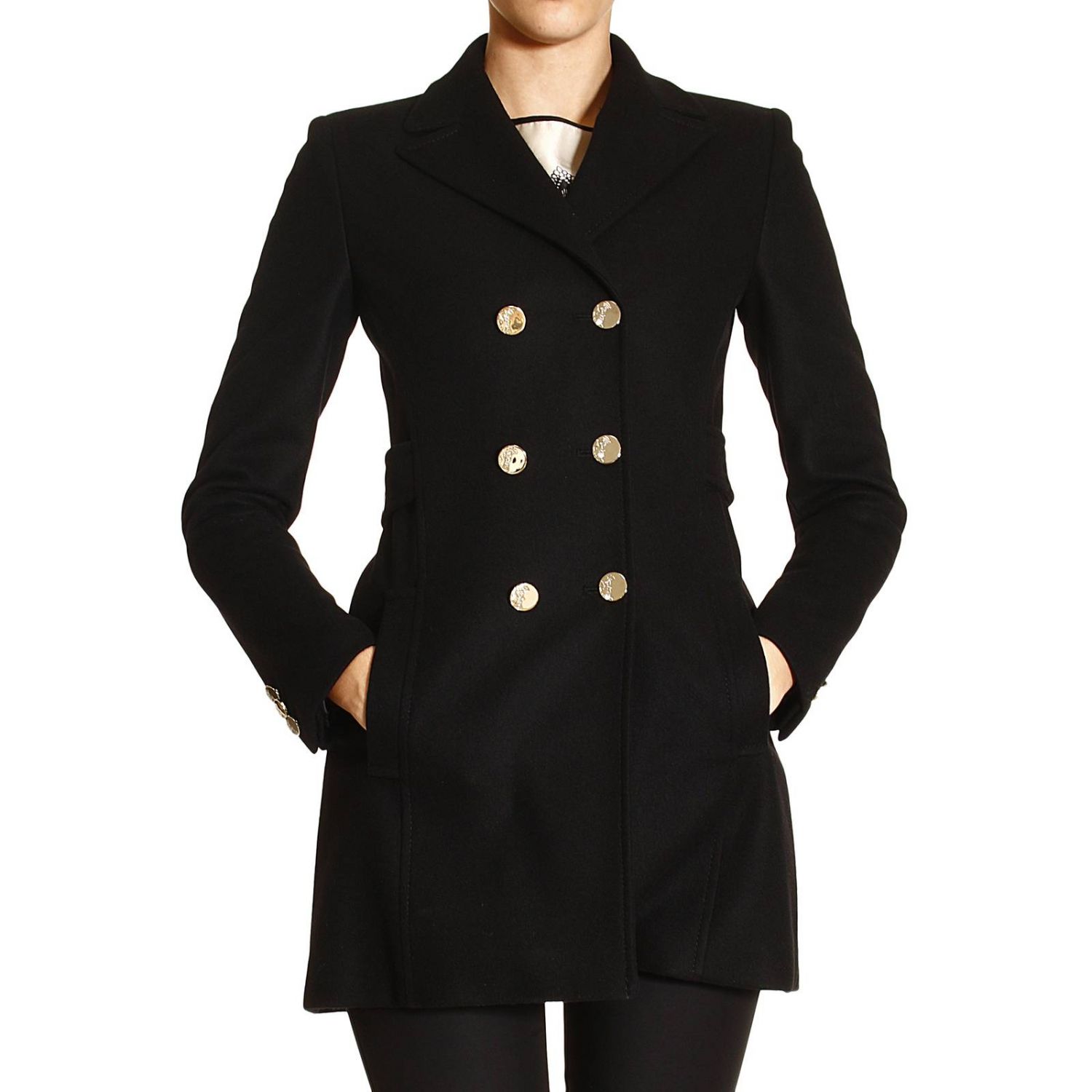 Пальто с погонами. Versace collection пальто. Пальто Версаче. Пальто с погонами женское. Черное пальто с золотыми пуговицами.