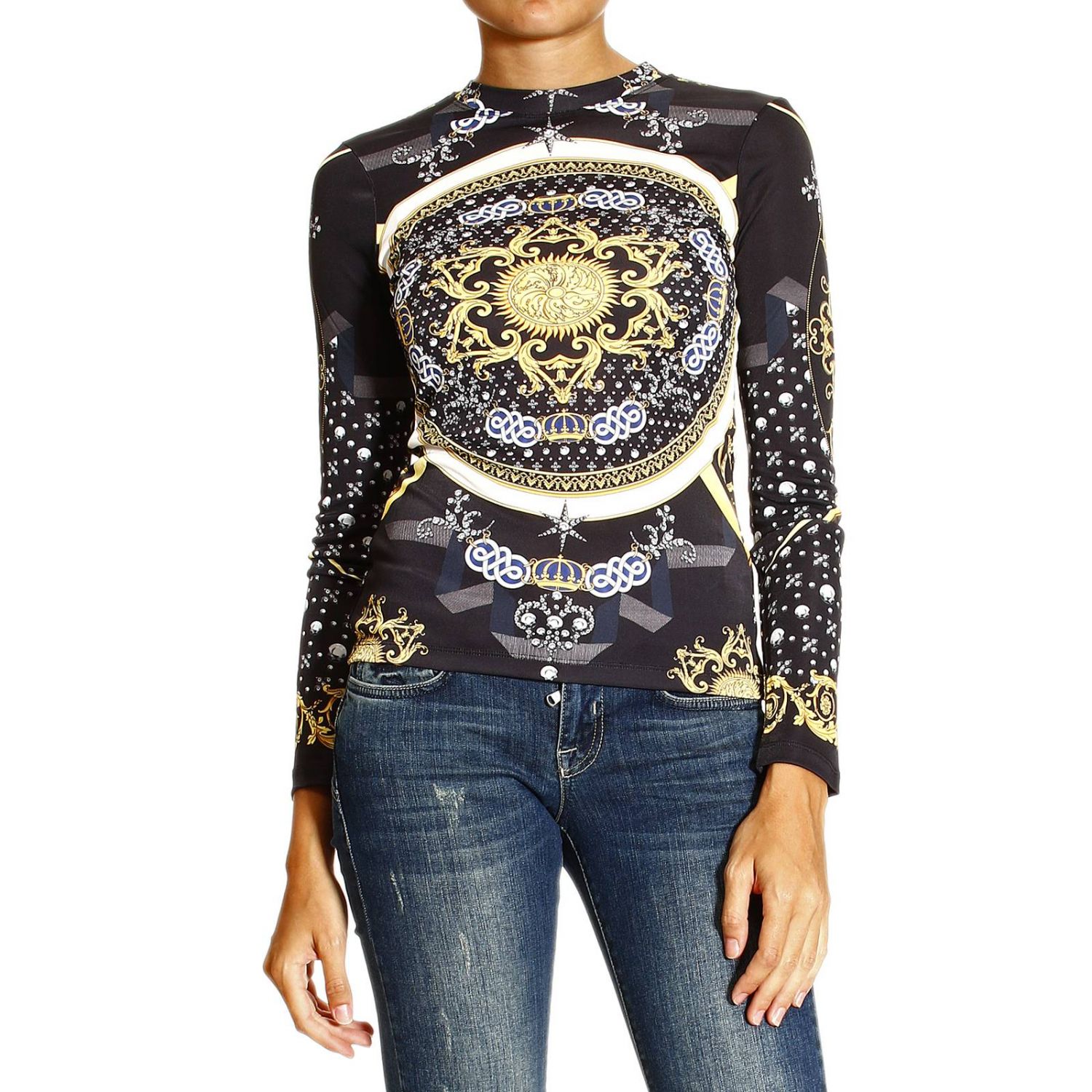 Versace Collection Outlet: LONG SLEEVE CREWNECK IN JERSEY WITH BAROCCO ...