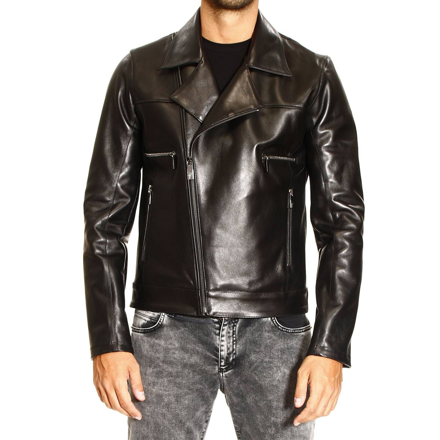 Versace Collection Outlet: CHIODO PELLE - Nero | Giacca Versace Collection  v400094 vp00003 GIGLIO.COM