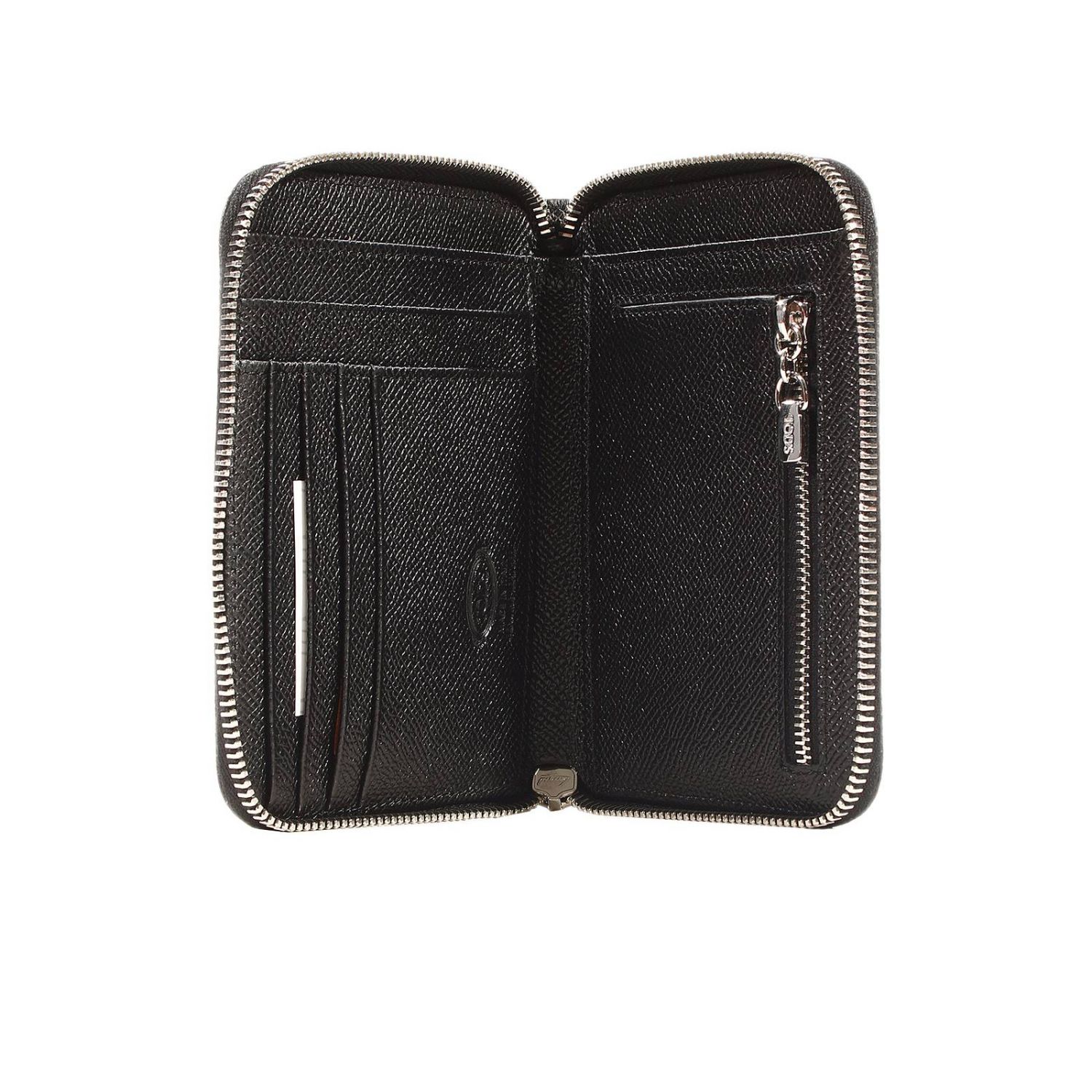 SQUARE ZIP AROUND IN LEATHER | Wallet Tods Women Black | Wallet Tods ...