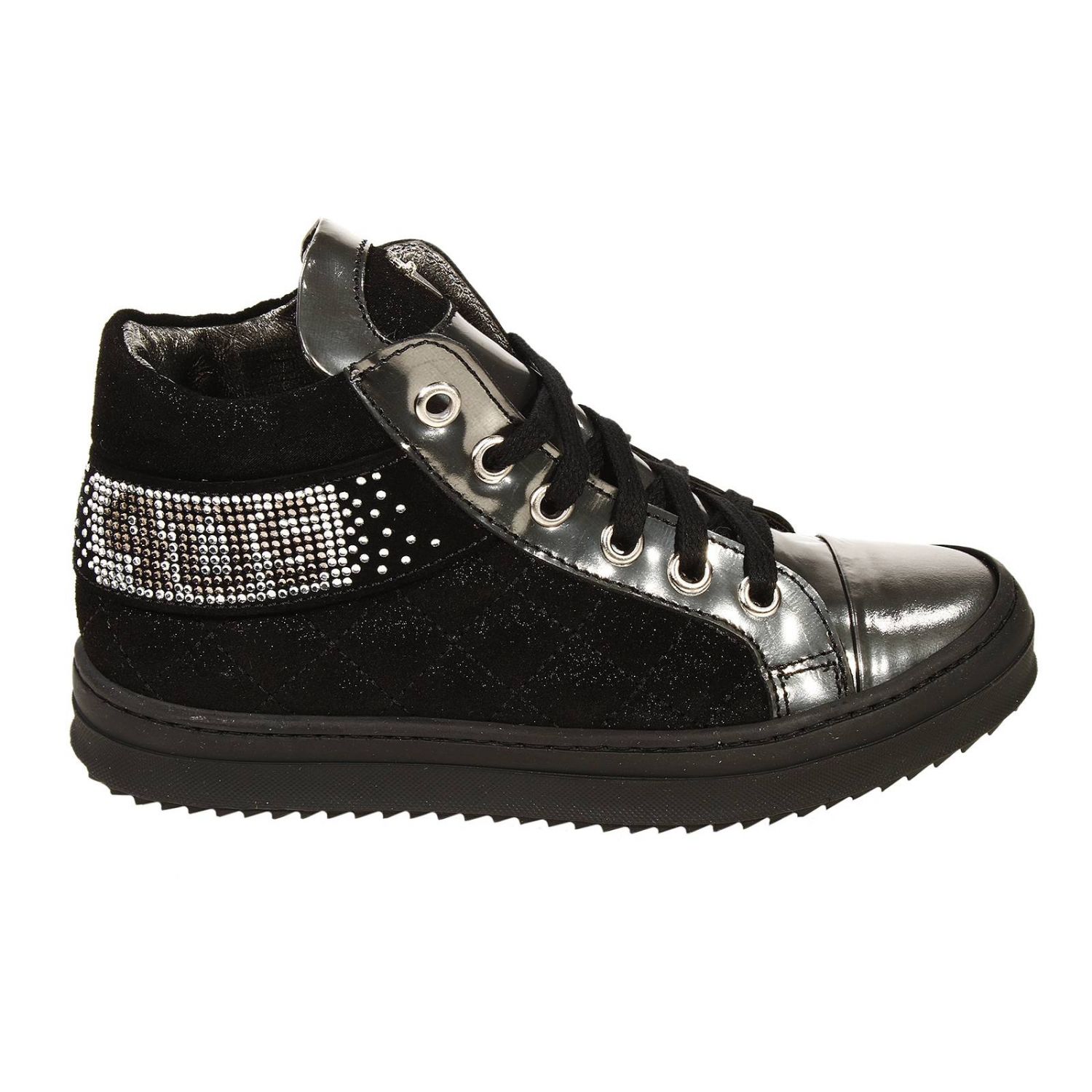 Paciotti 4Us Outlet: BIMBA POLACCO CAMOSCIO E VERNICE CON LOGO STRASS -  Nero | Scarpe Paciotti 4Us 33819 GIGLIO.COM