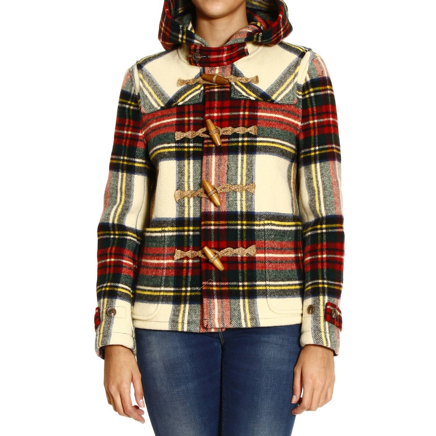 ralph lauren plaid toggle coat