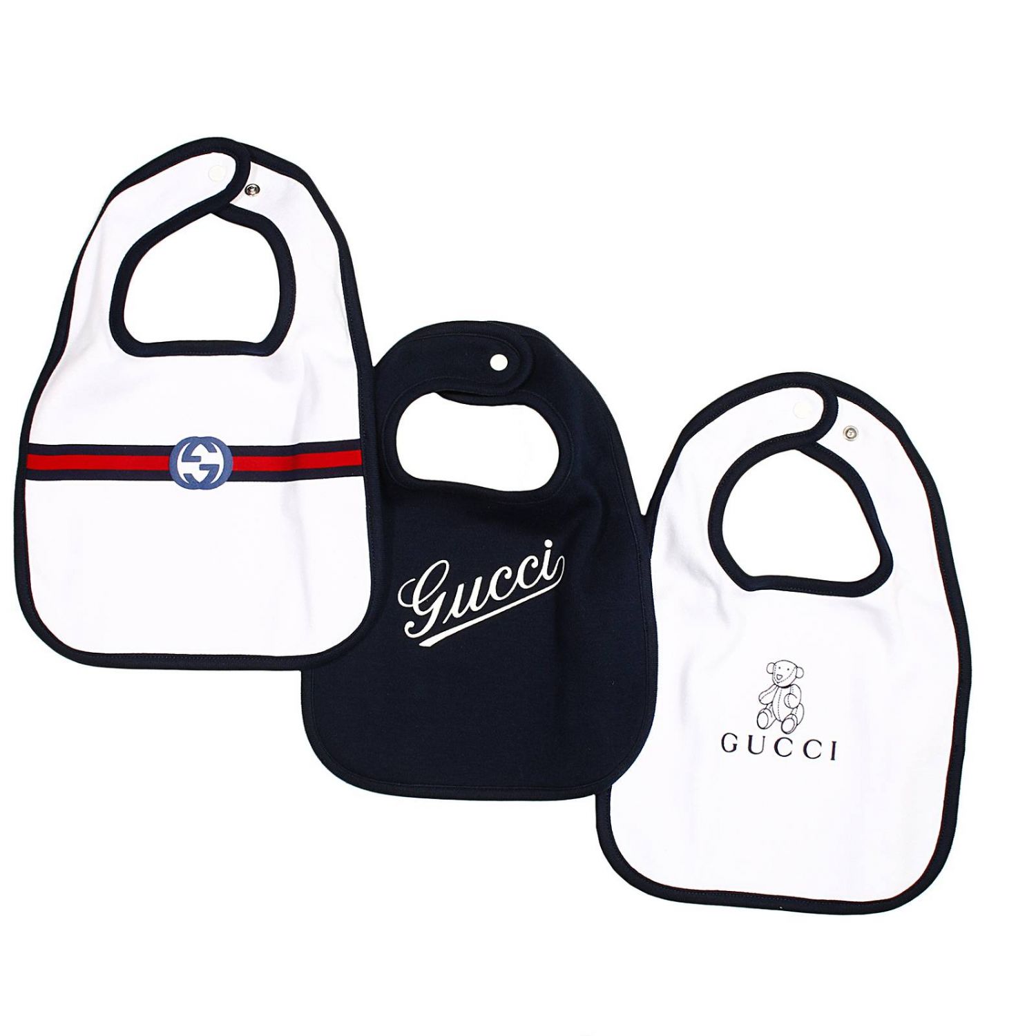Gucci Outlet SET 3 PZ WITH LOGO Bib Gucci Kids Blue Bib Gucci