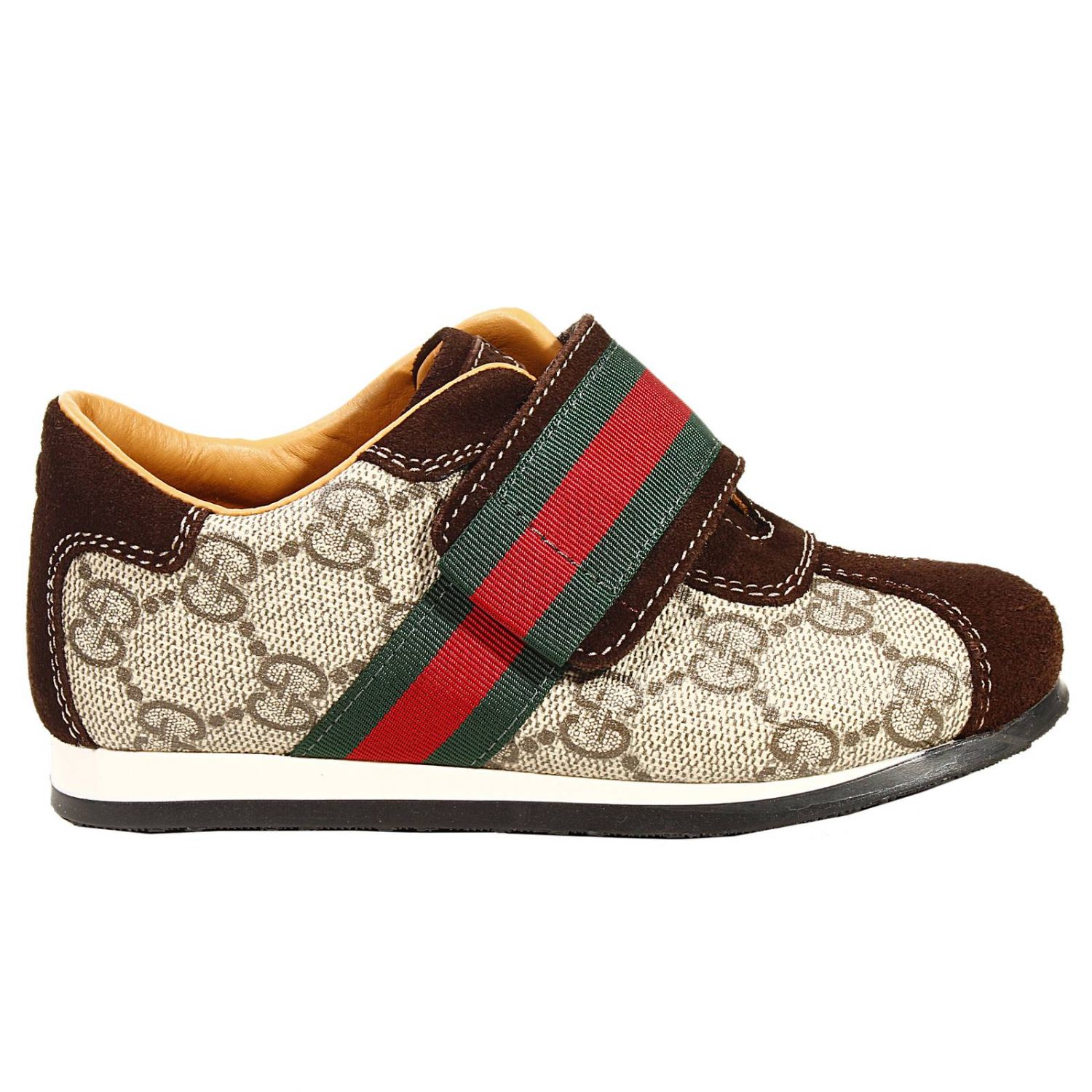 Gucci Outlet: TENNIS ICON GG PLUS VELCRO | Shoes Gucci Kids Brown ...