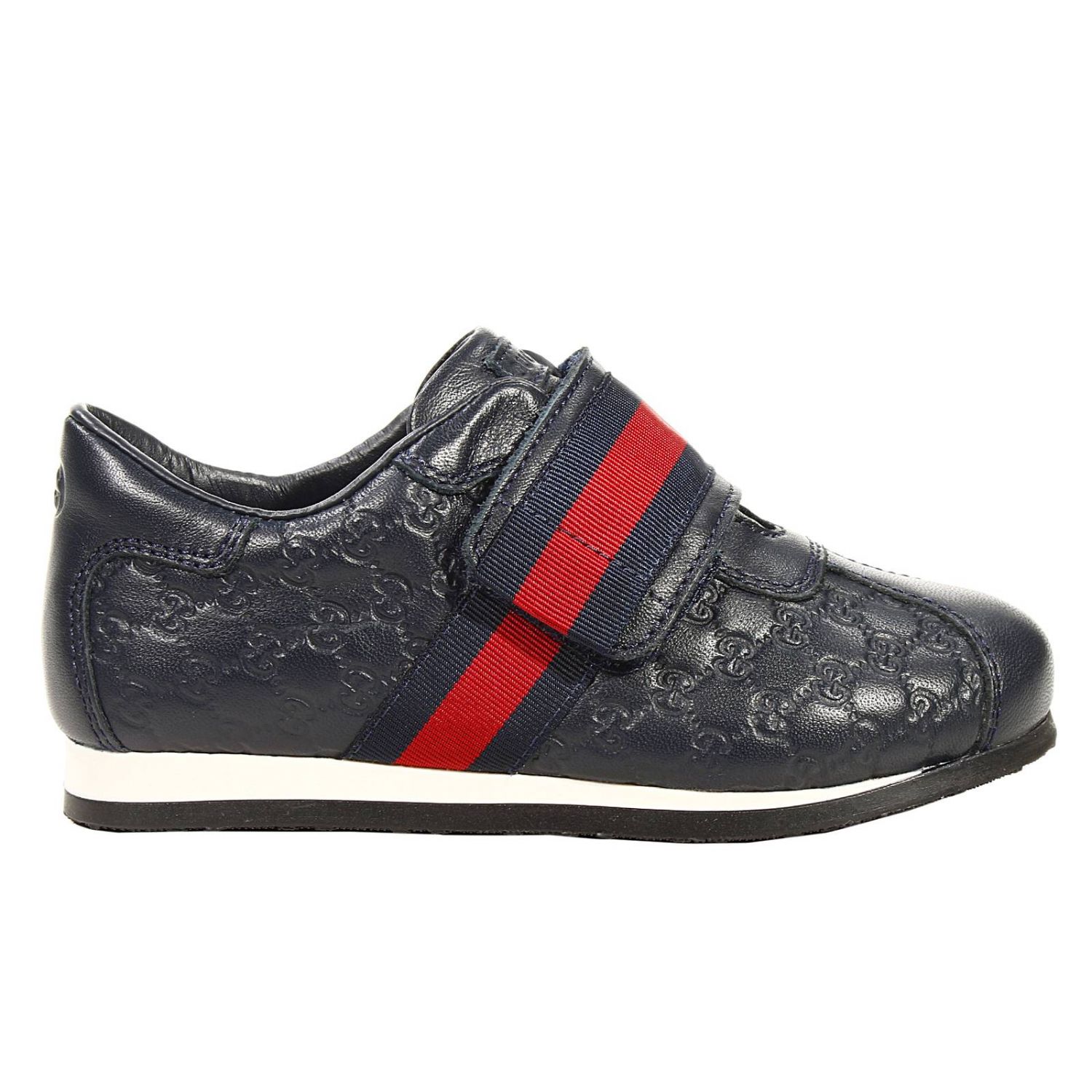 Gucci Outlet TENNIS ICON LEATHER SSIMA VELCRO Shoes Gucci Kids Blue
