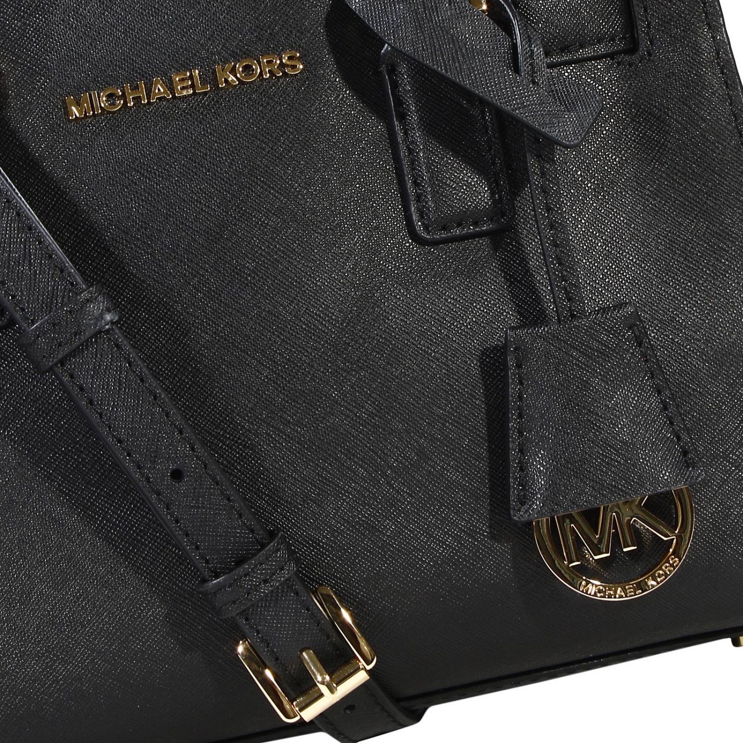 Michael Michael Kors Outlet: DEELON EW SM SATCHEL 2 MANICI PICCOLA SAFFIANO  - Nero | Borsa A Spalla Michael Michael Kors 30h4gais1l GIGLIO.COM