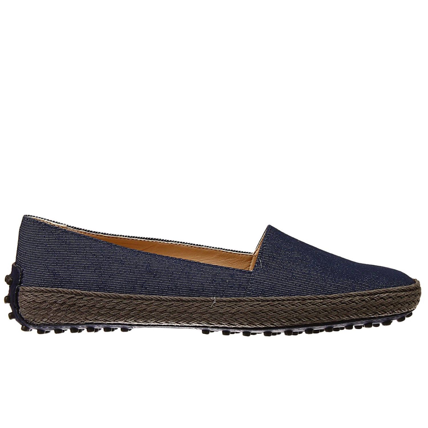 TODS shoes gommino slipper denim with edge rope Flat Shoes Tods Women Denim Flat Shoes Tods
