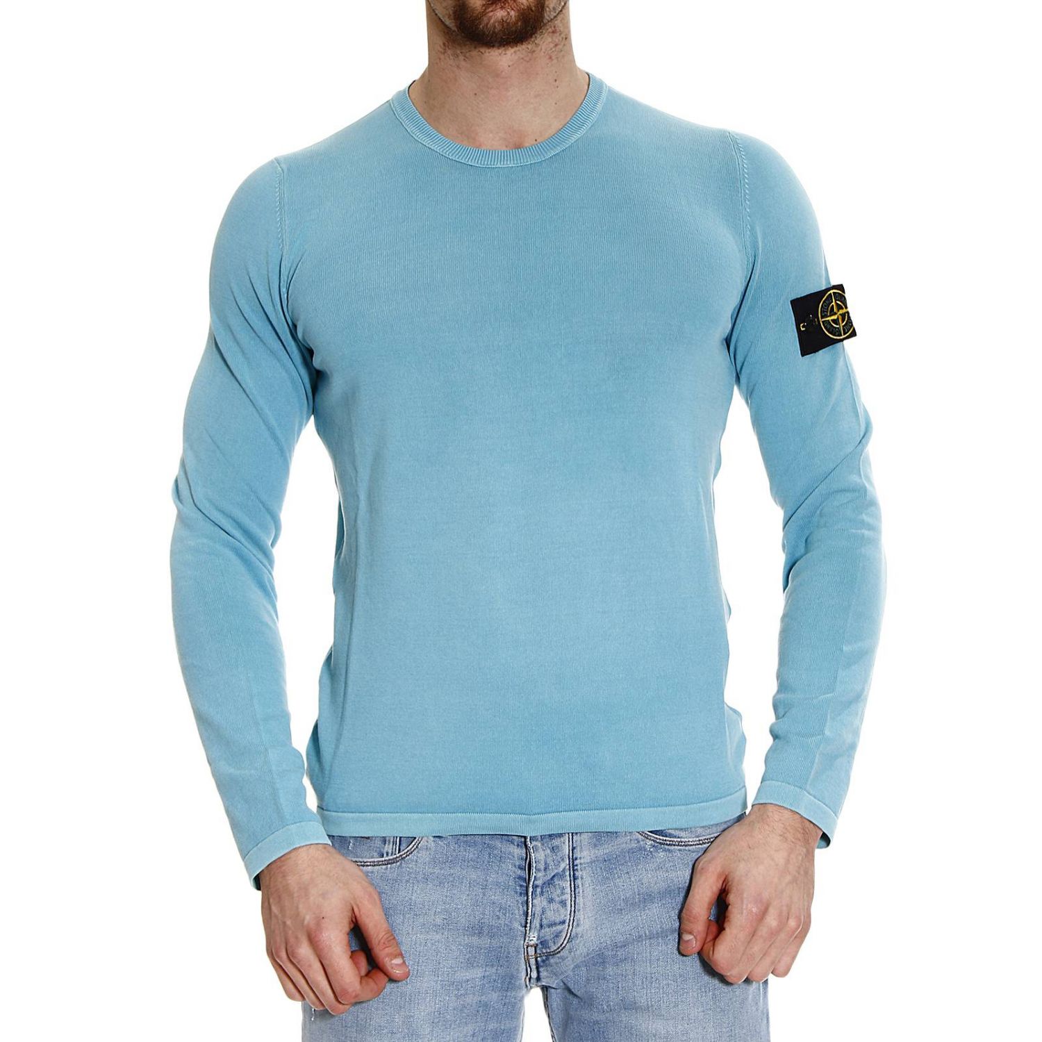 stone island sweater light blue