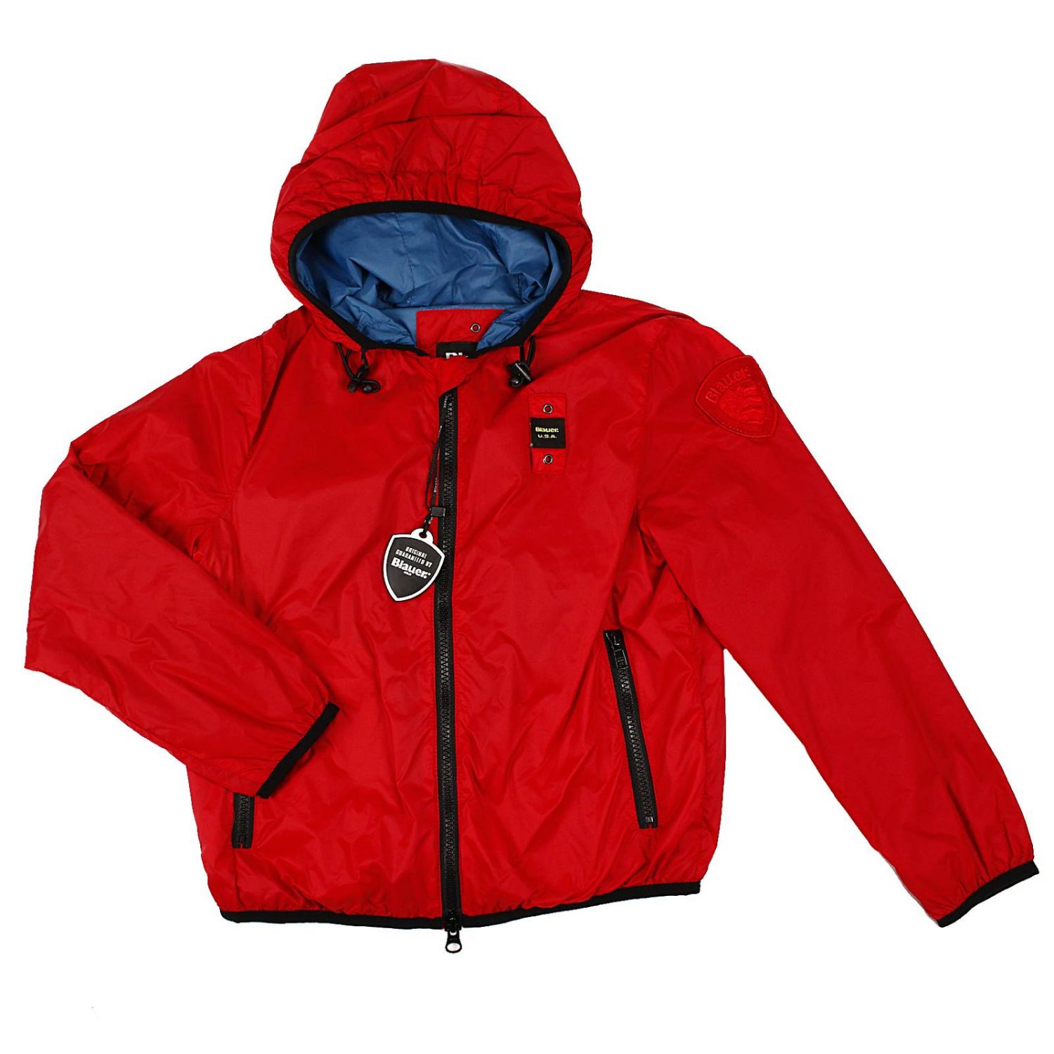 Blauer Outlet: BOMBER NYLON WITH HOODIE | Jacket Blauer Kids Red ...