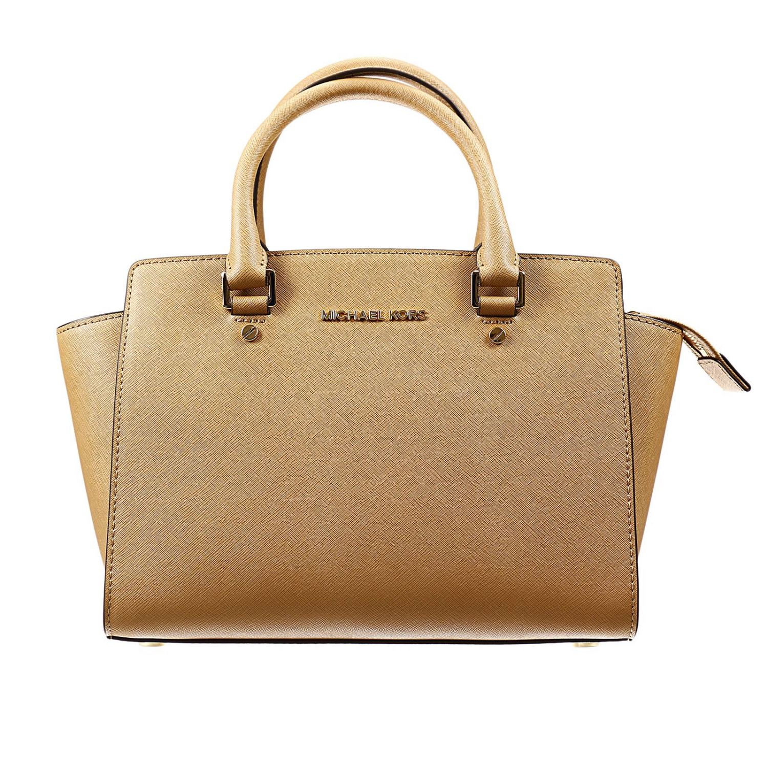 Michael Michael Kors Outlet: SELMA MEDIUM TZ SATCHEL 2 MANICI SAFFIANO -  Beige | Borsa A Spalla Michael Michael Kors 30s3glms2l GIGLIO.COM