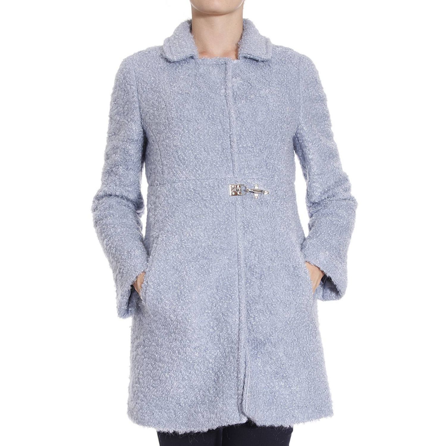 abrigo celeste mujer
