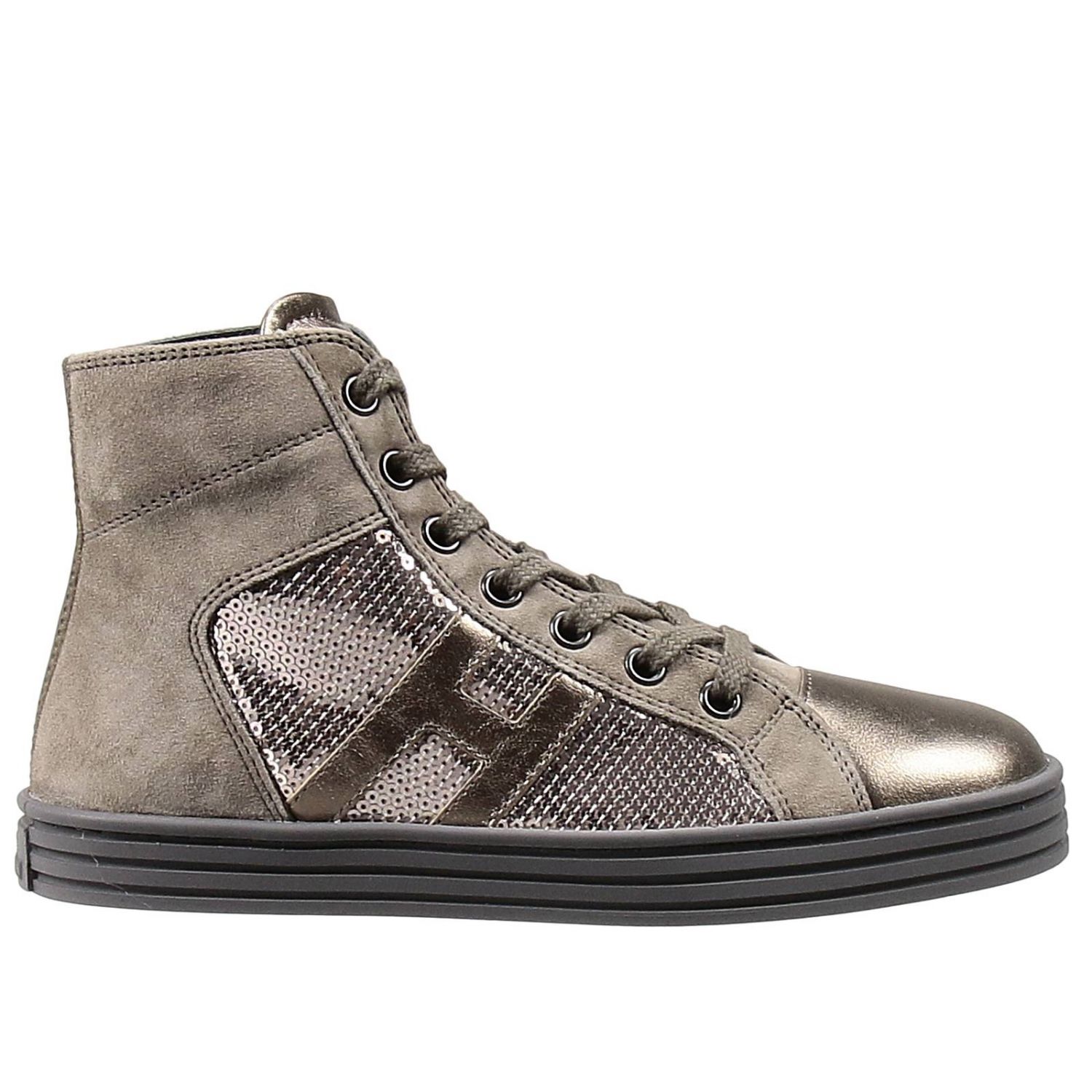 HOGAN: REBEL H PAILLETTES CAMOSCIO | Scarpe Hogan Bambino Tortora | Scarpe  Hogan hxc14108012 21q GIGLIO.COM