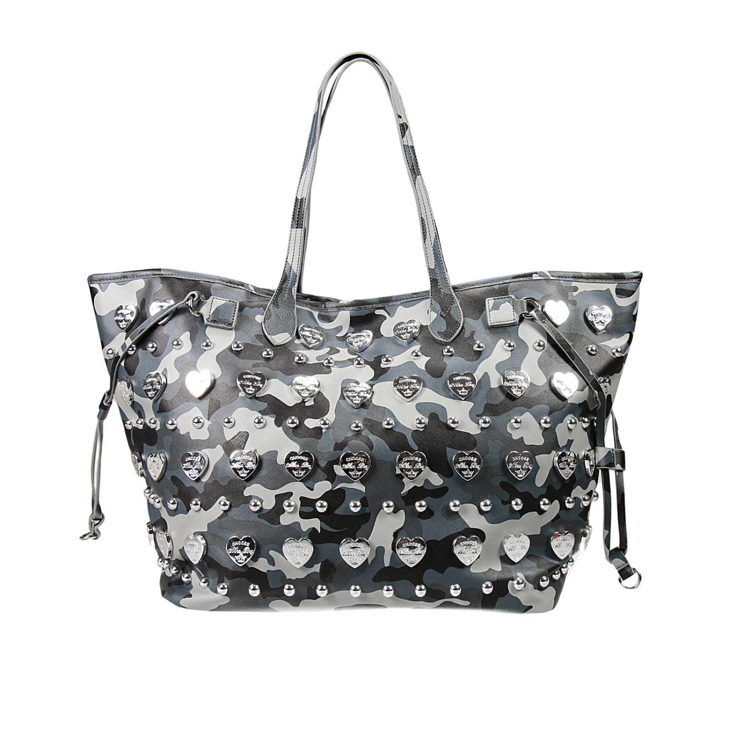 Mia Bag Outlet: SHOPPING CAMOUFLAGE CON BORCHIE CUORE - Grigio | Borsa A  Spalla Mia Bag 15328c GIGLIO.COM
