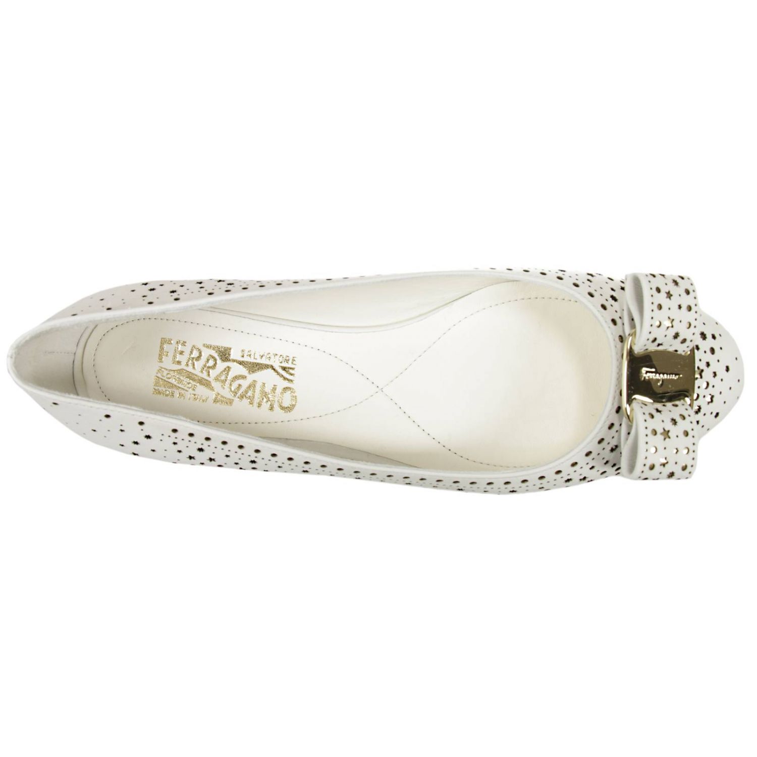 ferragamo white flats