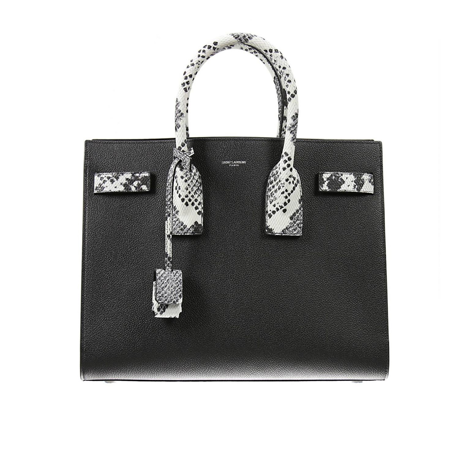 SAINT LAURENT: SAC DE JOUR SMALL PELLE GRAINE' CON MANICI STAMPA PITONE |  Borsa A Spalla Saint Laurent Donna Nero | Borsa A Spalla Saint Laurent  378299 b688n GIGLIO.COM