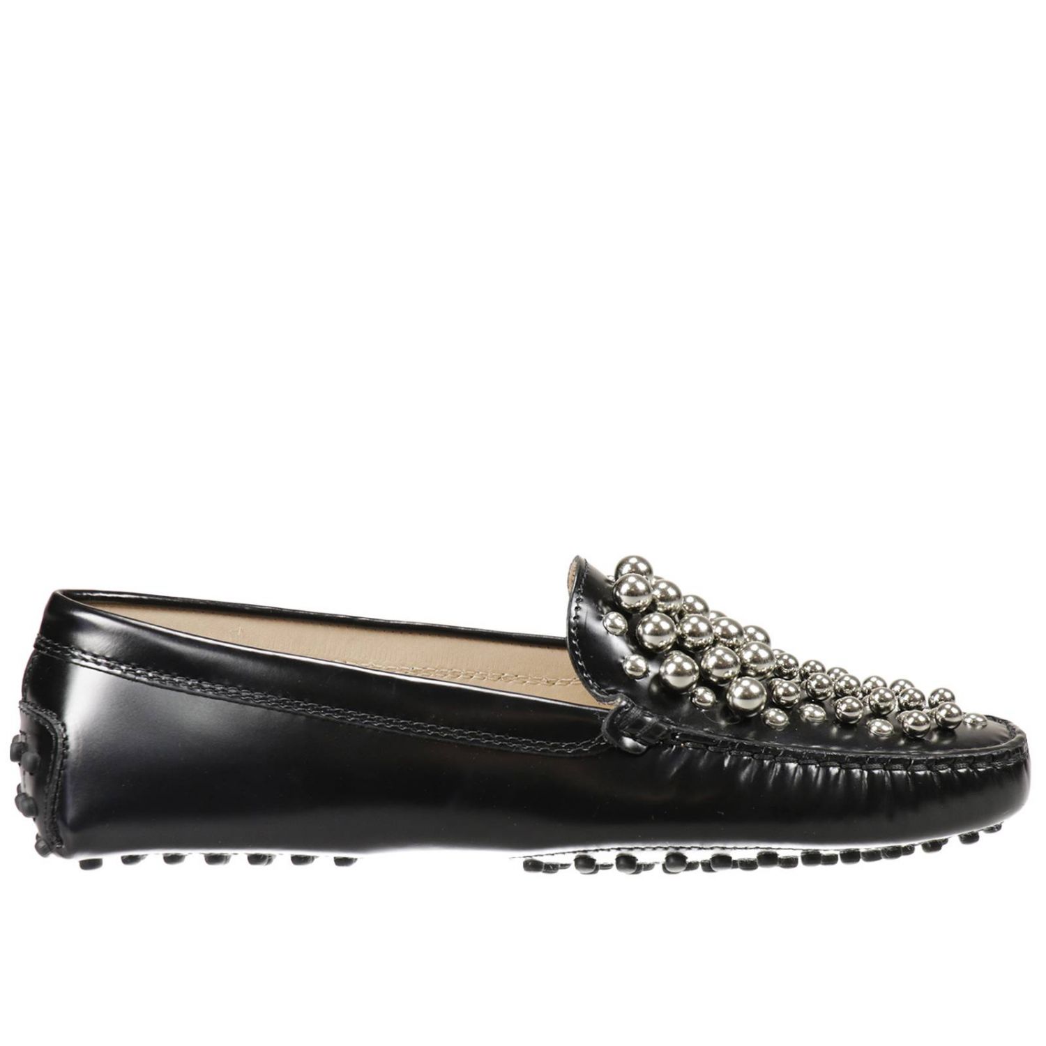 Tod's Outlet: MOCASSINO GOMMINO PELLE BOLLE METALLO | Scarpe Basse Tod's  Donna Nero | Scarpe Basse Tod's xxw00g0p440 sha GIGLIO.COM