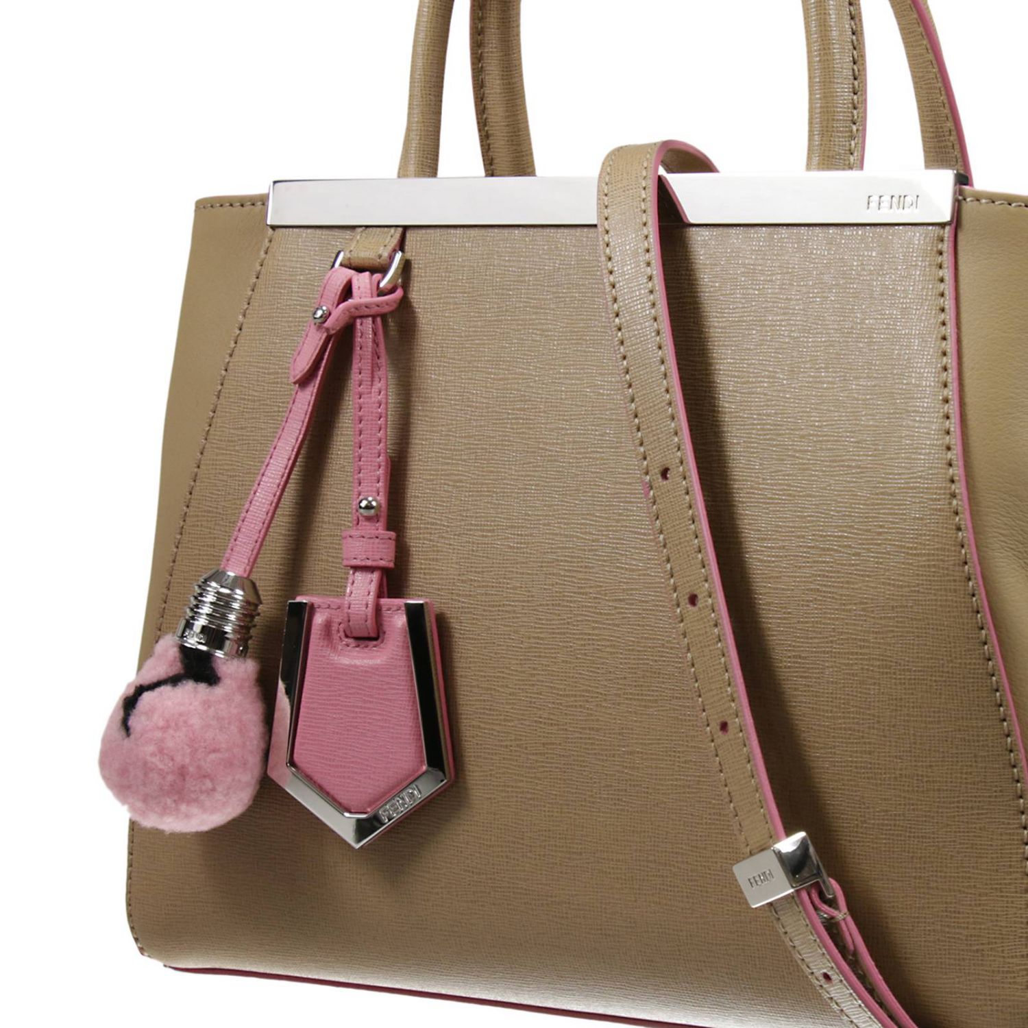 Fendi Outlet Shoulder Bag Fendi Women Beige Shoulder Bag Fendi