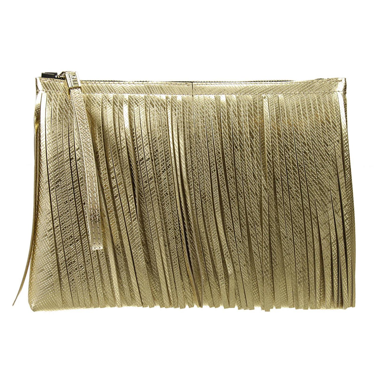 Gum Outlet: POCHETTE GOMMA GRANDE CON FRANGE LAMINATA - Oro | Borsa A  Spalla Gum 3699 frlm GIGLIO.COM