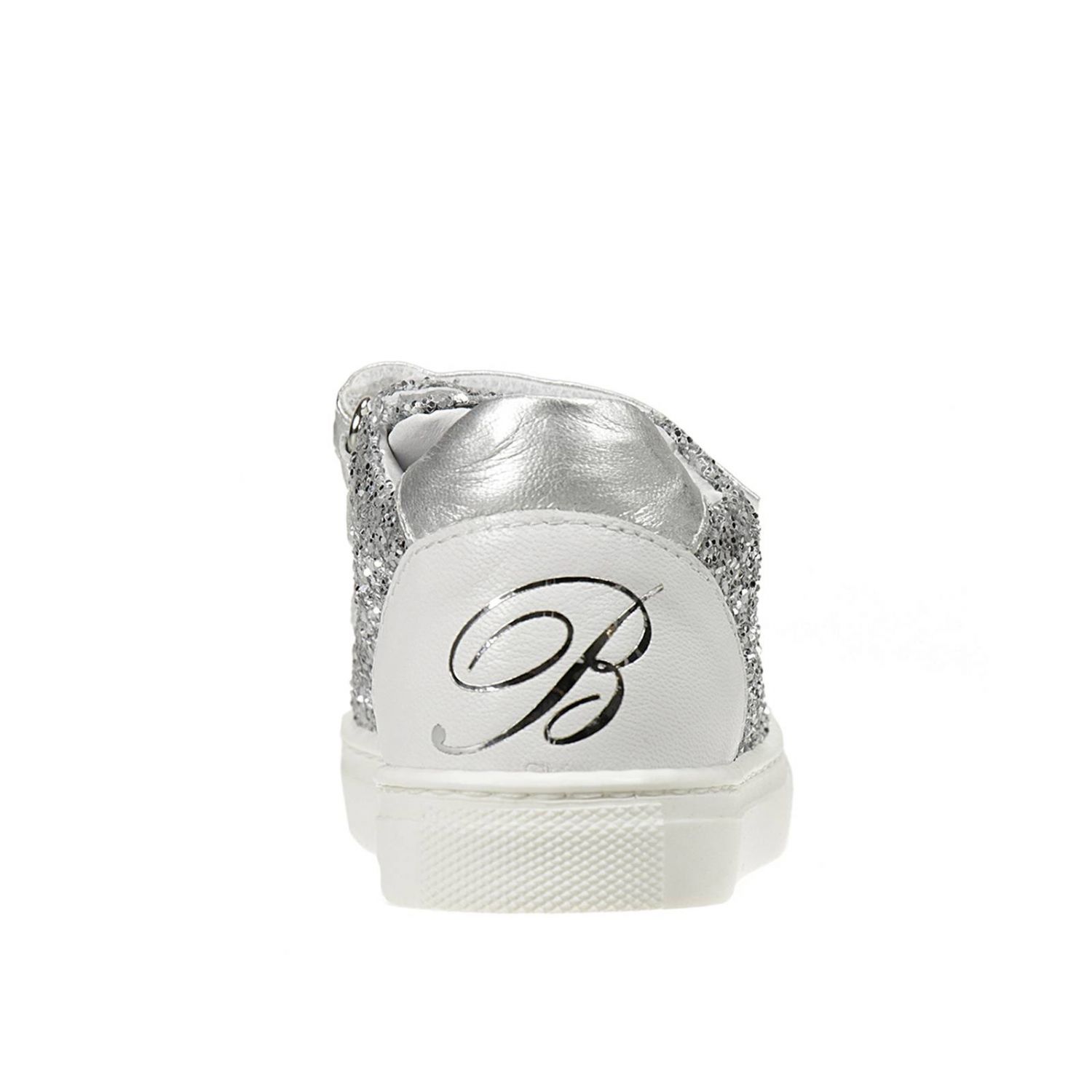 Miss Blumarine Outlet: SNEAKERS VELCRO GLITTER | Scarpe Miss Blumarine  Bambino Argento | Scarpe Miss Blumarine c2626 GIGLIO.COM