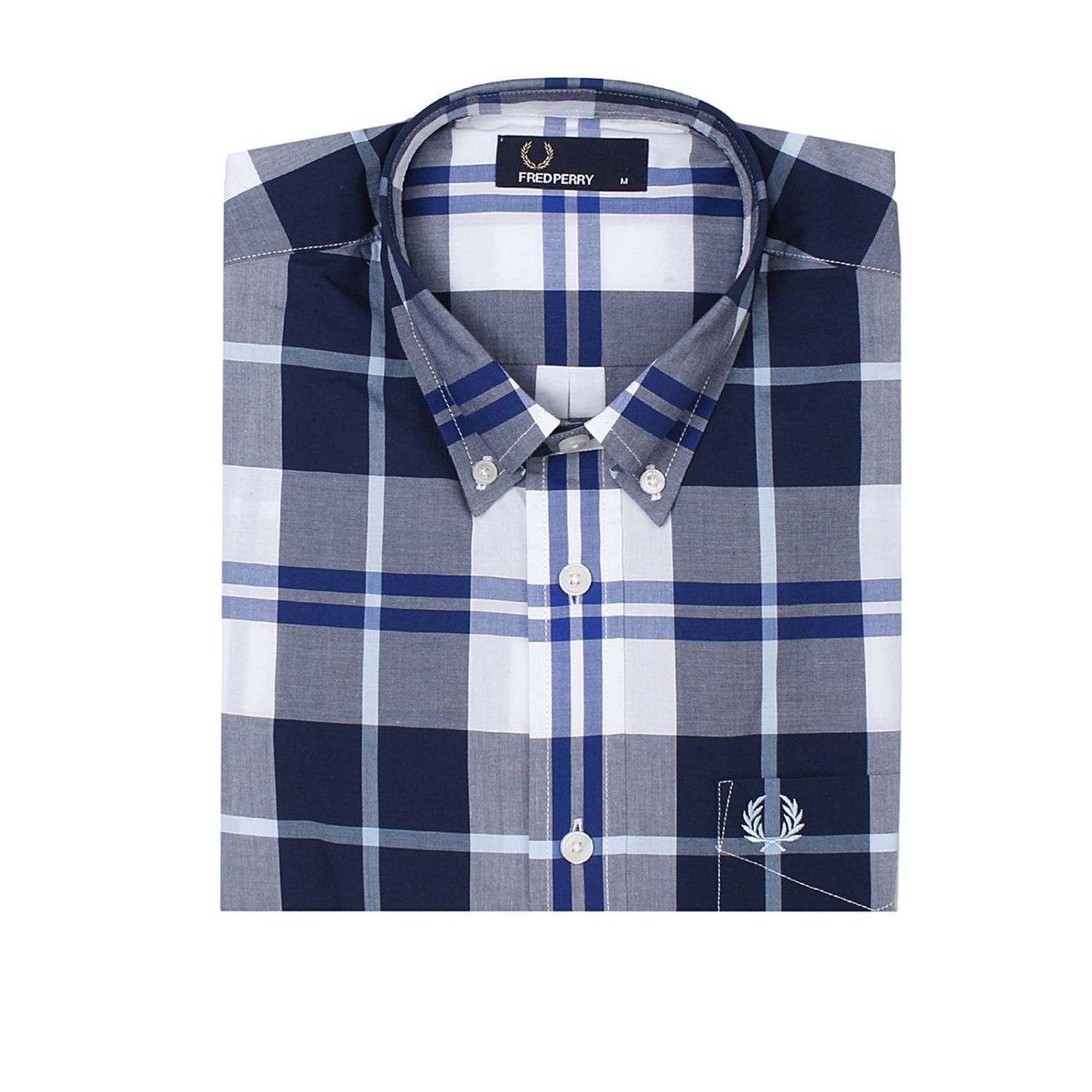 Fred Perry Outlet: BOTTON DOWN SLIM FIT CHECK - Azzurro | Camicia Fred Perry  m3265 GIGLIO.COM