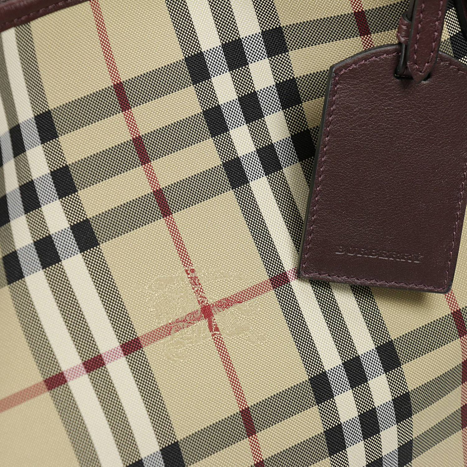 Burberry Outlet: SM CANTERBPAN SHOPPING PELLE E NYLON CHECK - Viola | Borsa  A Spalla Burberry 3994661 hnc GIGLIO.COM