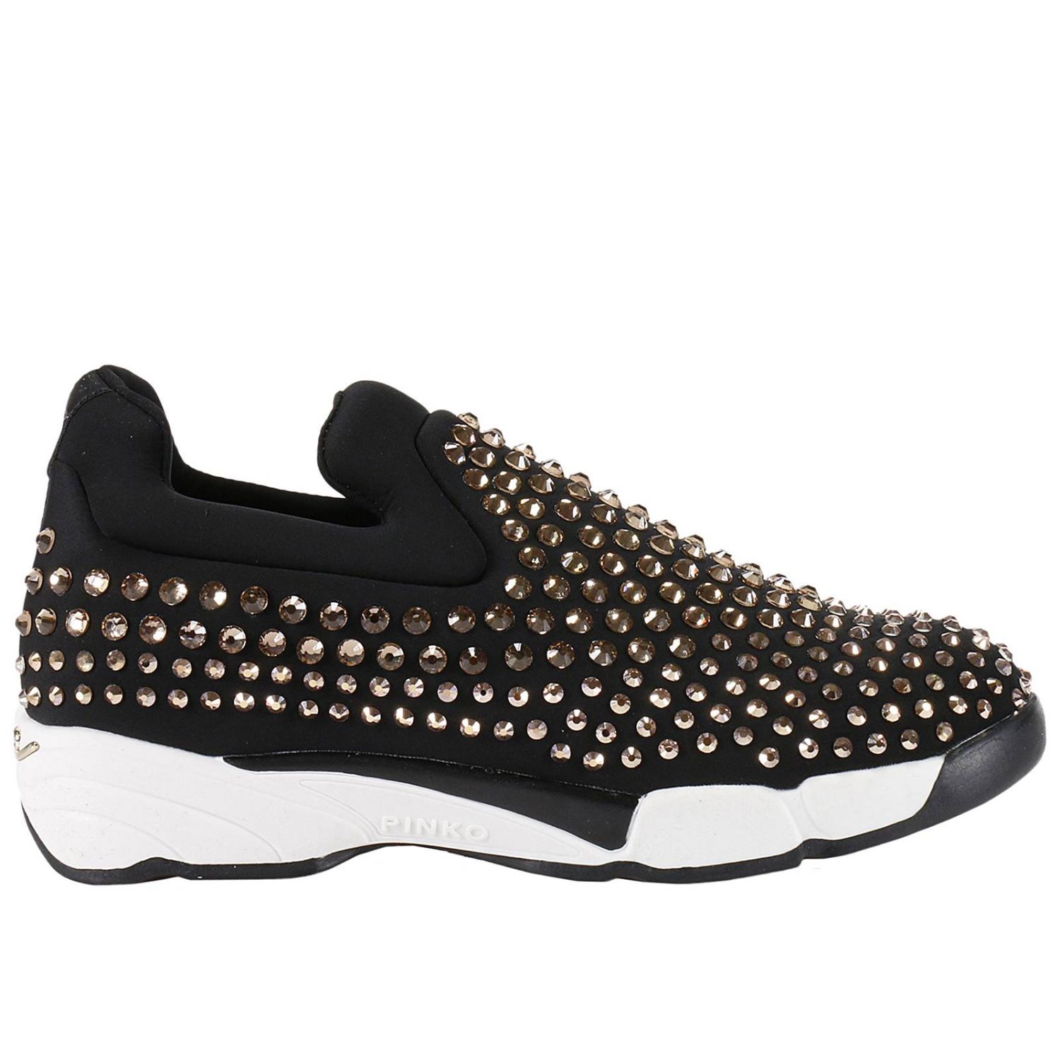 Pinko Outlet: Gem 1 slip-on neoprene con strass contrasto grigio - Nero 1 |  Sneakers Pinko 1H2082 Y2KP GIGLIO.COM